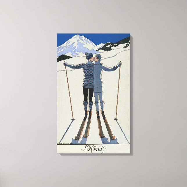 <Lovers in the Snow>von Georges Barbier Leinwanddruck (Vorderseite)