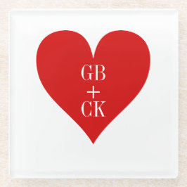 Lover's Initials Glass Untersetzer