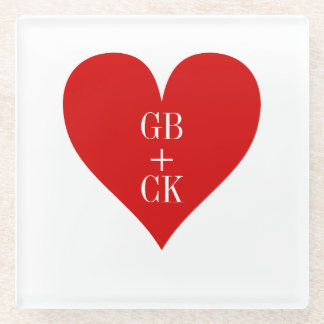 Lover's Initials Glass Untersetzer