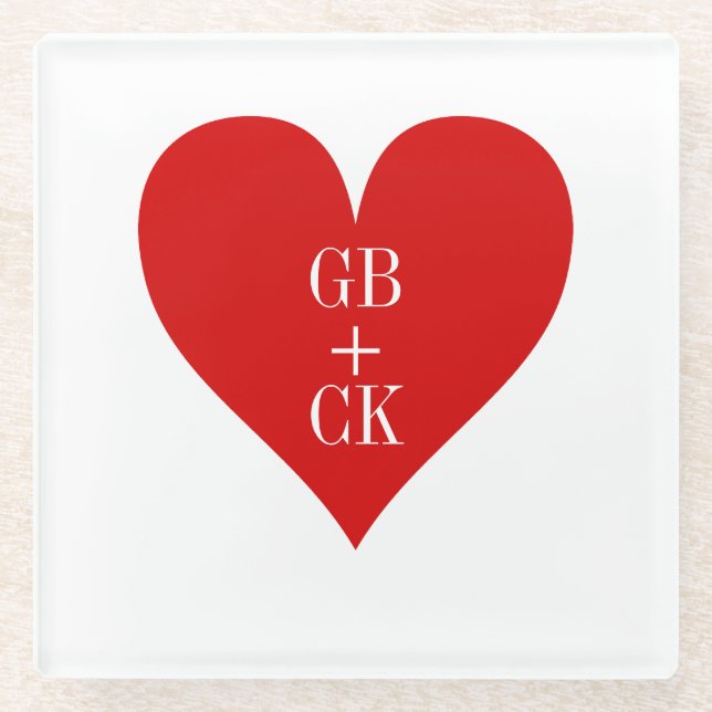 Lover's Initials Glass Untersetzer (Vorderseite)
