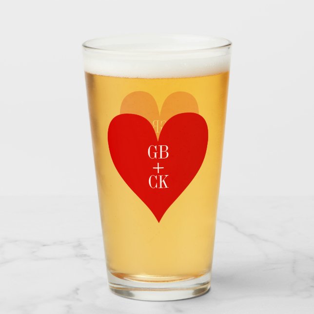 Lover's Initials Pint Beer Glasses Glas (Vorne (Gefüllt))