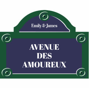 Lovers Lane Romantic Couple Paris Street Sign Fotoskulptur Magnet