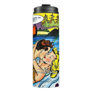 Lovers Ocean Romance Vintage Comicen Thermosbecher