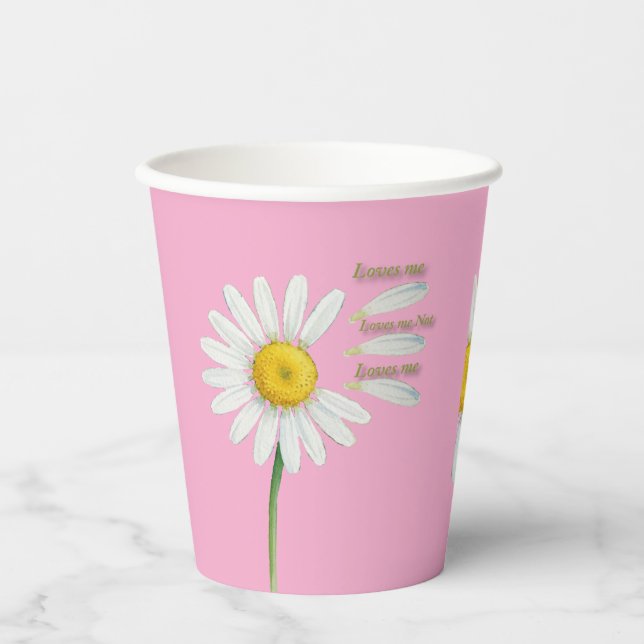 Loves Me, Loves Me Not Daisy – Romantic Watercolor Pappbecher (Vorderseite)