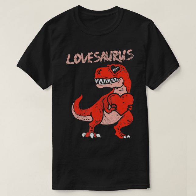 Lovesaurus Tre Dinosaurier Herz Niedlicher Valenti T-Shirt (Design vorne)