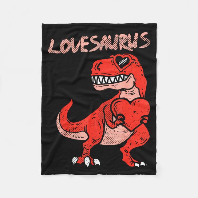 Lovesaurus Trex Dinosaur Heart Cute Valentines Day Fleecedecke (Vorderseite)