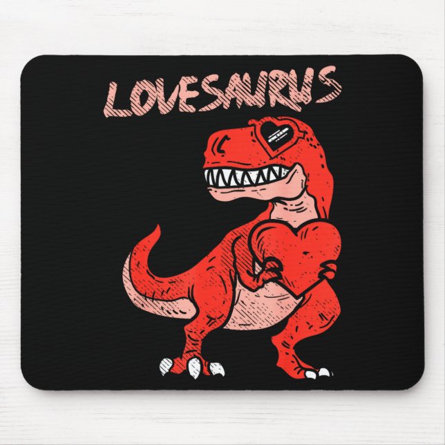 Lovesaurus Trex Dinosaur Heart Cute Valentines Day Mousepad (Vorne)