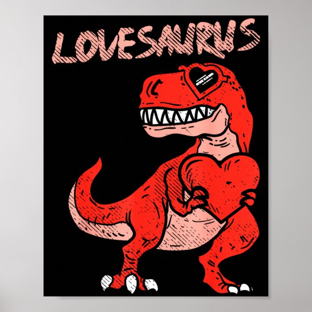 Lovesaurus Trex Dinosaur Heart Cute Valentines Day Poster (Vorne)