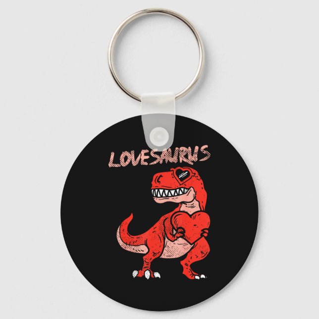 Lovesaurus Trex Dinosaur Heart Cute Valentines Day Schlüsselanhänger (Vorderseite)
