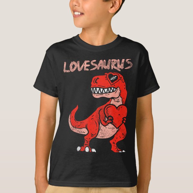 Lovesaurus Trex Dinosaur Heart Cute Valentines Day T-Shirt (Vorderseite)
