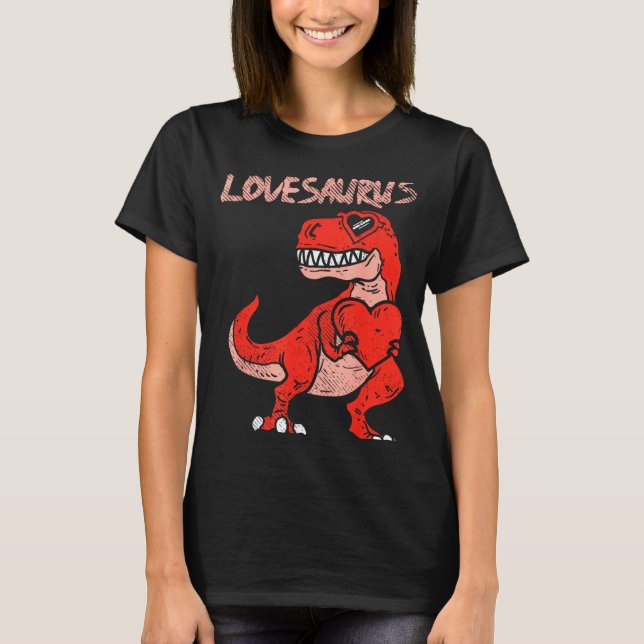 Lovesaurus Trex Dinosaur Heart Cute Valentines Day T-Shirt (Vorderseite)