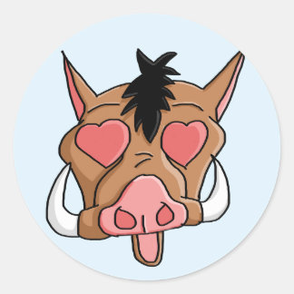 Lovestruck Pork Chop Emoji Runder Aufkleber