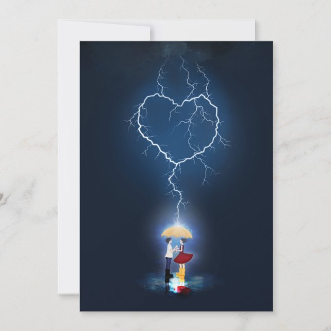 "Lovestruck" Romantischer Moment unter einem Schir Einladung (Vorderseite)