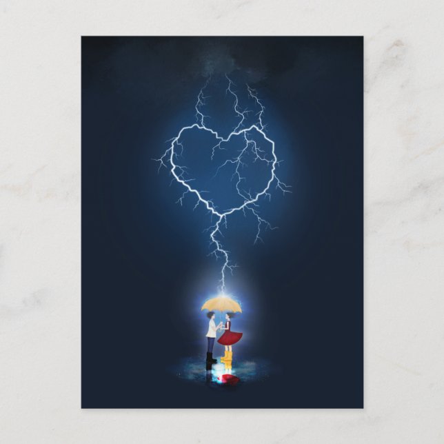 "Lovestruck" Romantischer Moment unter einem Schir Postkarte (Vorderseite)