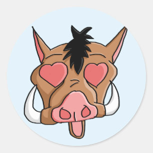 Lovestruck Schweinekotelett Emoji Runder Aufkleber
