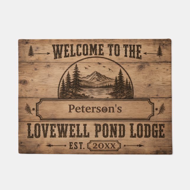Lovewell Pond Lodge Personalisierte Fußmatte (Vorderseite)