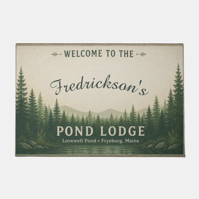 Lovewell Pond Lodge Personalisierte Fußmatte (Vorderseite)