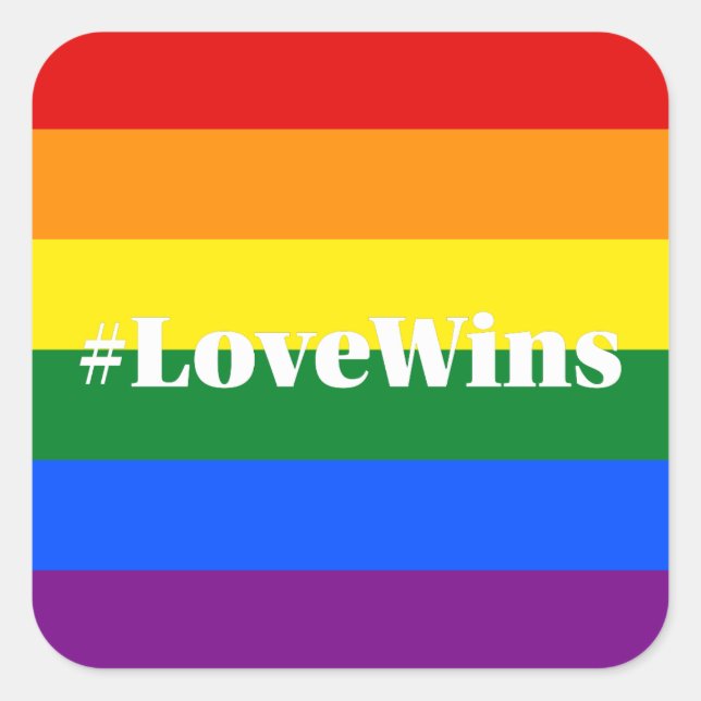 #LoveWins-Liebe gewinnt Hashtag-Ehe Quadratischer Aufkleber (Vorderseite)