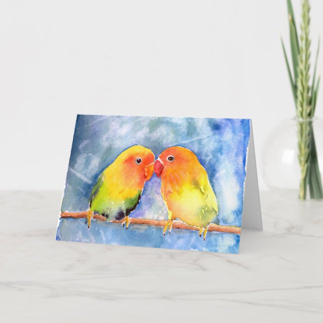 Lovey Dovey Lovebirds Notecards Karte (Vorderseite)