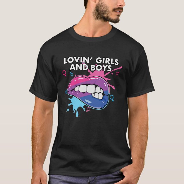 Lovin' Girls And Boys Bisexual Pride March Bisexua T-Shirt (Vorderseite)
