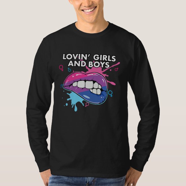 Lovin' Girls And Boys Bisexual Pride March Bisexua T-Shirt (Vorderseite)