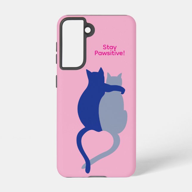 Loving Cats Galaxy Case – Pink, Stay Pawsitive Samsung Galaxy Hülle (Rückseite)