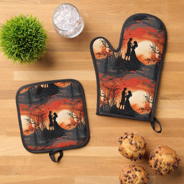 Loving Couple  Ofenhandschuh & Topflappen-Set (Oben Unten)