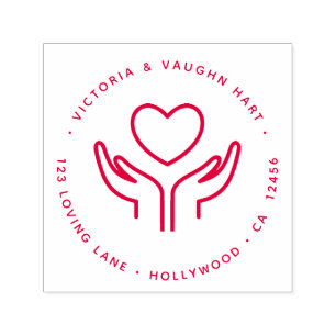 Loving Couple Rücksendeadresse 2 Hände 1 Herz Permastempel