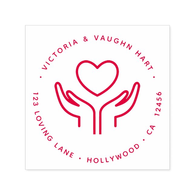 Loving Couple Rücksendeadresse 2 Hände 1 Herz Permastempel (Design)