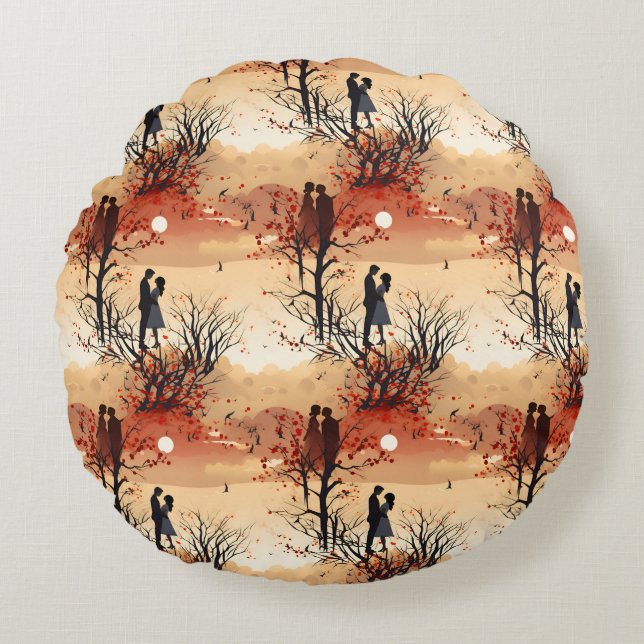 Loving Couple  Rundes Kissen (Vorderseite)