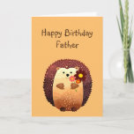 Loving Father Birthday Cute Hedgehog Animal Karte<br><div class="desc">Happy Birthday to my loving Father with a cute little cartoon hedgehog holding a bouquet of flowers.  Great birthday card for adults or children alike or anyone who loves Hedgehogs</div>