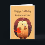 Loving Grandmother Birthday Cute Hedgehog Animal Karte<br><div class="desc">Happy Birthday to my loving Grandmother with a cute little cartoon Gardening hedgehog holding a bouquet of flowers and a watering can.  Great birthday card for anyone who loves Hedgehogs</div>