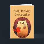 Loving Grandmother Birthday Cute Hedgehog Animal Karte<br><div class="desc">Happy Birthday to my loving Grandmother with a cute little cartoon Gardening hedgehog holding a bouquet of flowers and a watering can. Great birthday card for anyone who loves Hedgehogs</div>