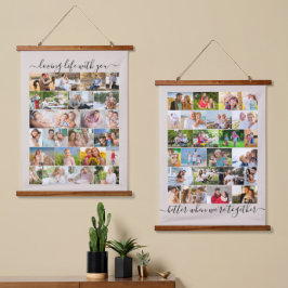 Loving Life Together 48 Foto Mauerwerk Grid Beige Wandteppich Mit Holzrahmen