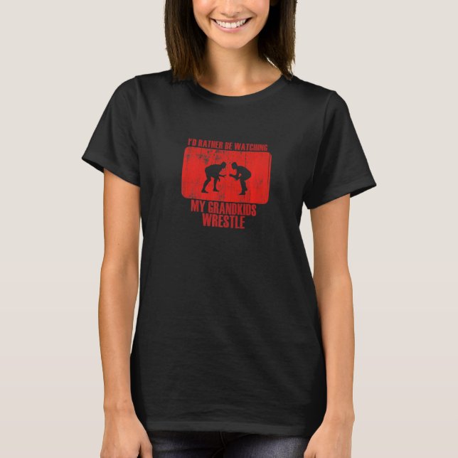 Loving Rather Be Watching Grandkids Wrestle Premiu T-Shirt (Vorderseite)