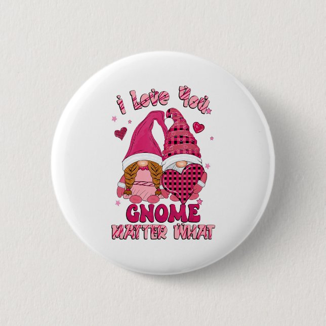 Loving You Gnome What Buffalo Plaid Valenti  Button (Vorderseite)