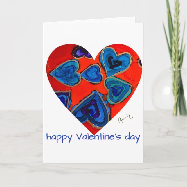 Lovitude Blue Hearts Valentine's Day Card Karte (Vorderseite)