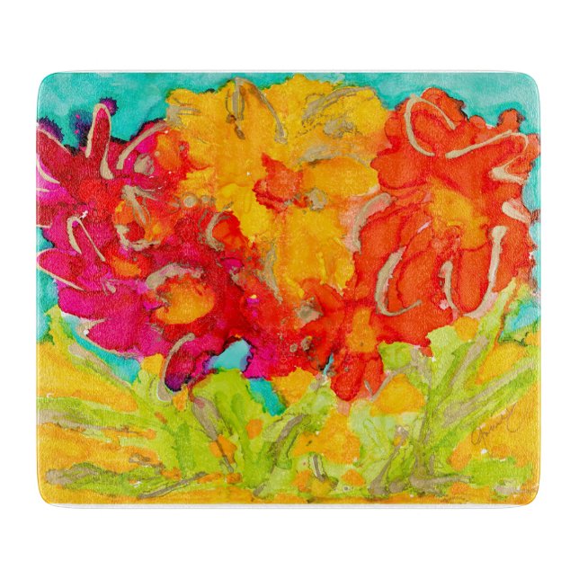 Lovitude Peaceful Paradise Glass Cutting Board Schneidebrett (Vorderseite)