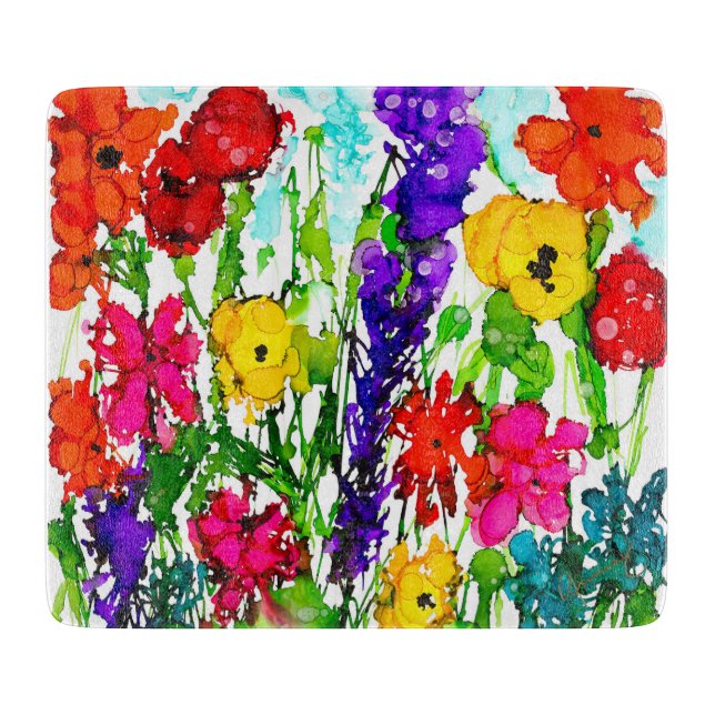 Lovitude Wildflowers Glass Cutting Board Schneidebrett (Vorderseite)