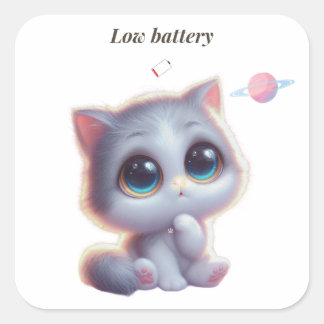 Low Battery Cat Meme Sticker