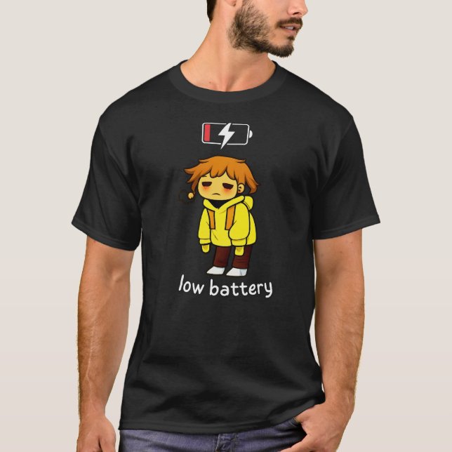 Low Battery Cute Tired Aesthetic T-Shirt (Vorderseite)