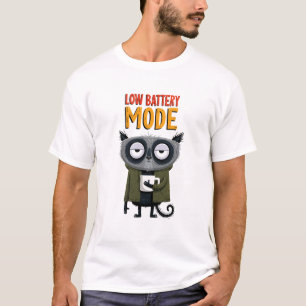Low-Battery-Modus Lustiger Waschbär Büro-Humor-Ges T-Shirt