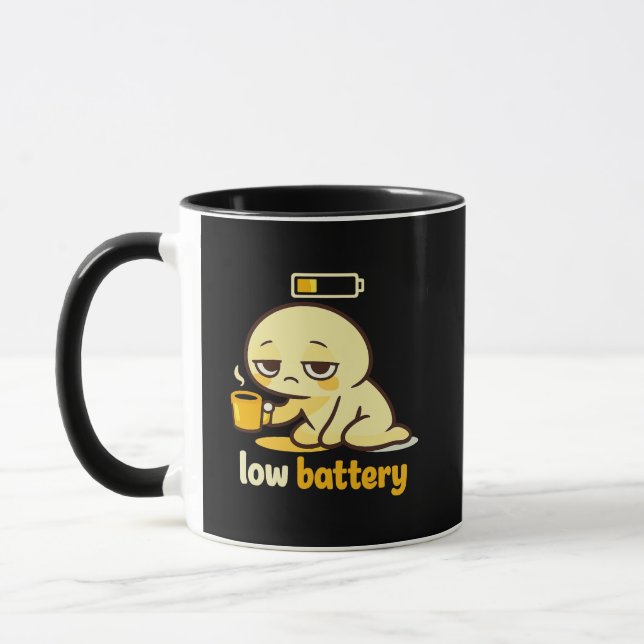 Low Battery Mood – Cute Tired Coffee Tasse (Links)