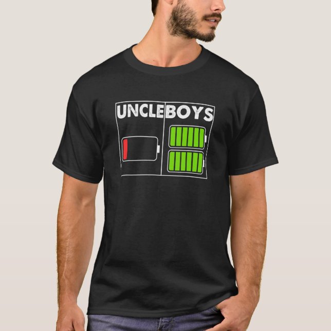 Low Battery Uncle Of Two Sons Or Twin Boys Father  T-Shirt (Vorderseite)