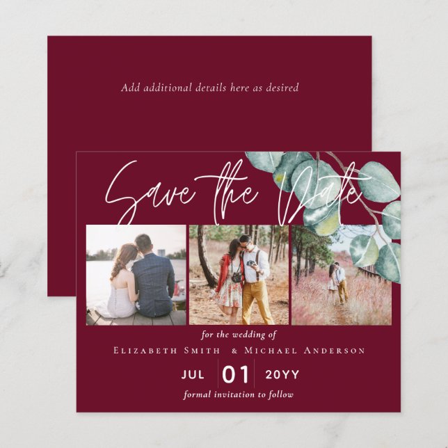 Low Budget BURGUNDY White EUCALYPTUS Wedding (Vorne/Hinten)