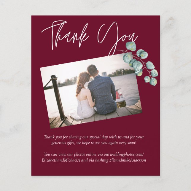 Low Budget BURGUNDY White EUCALYPTUS Wedding Flyer (Vorne)