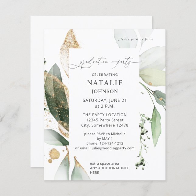 Low Budget Eukalyptus Glow Gold Graduation Party (Vorne/Hinten)