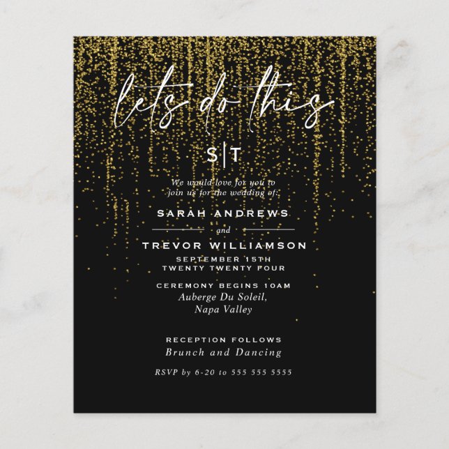 Low Budget Hochzeit Edgy Gold Glitzer Garland (Vorderseite)