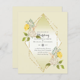 LOW BUDGET White Rose Gelbe Blume Hochzeit einlade