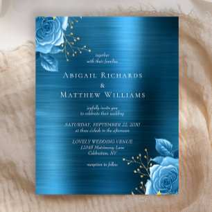 Low-Cost Blue-Gold-Floral Aquamarin Brushed Metal 